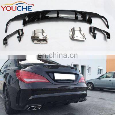 DIffuser & exhaust tip for Mercedes CLA class W117 2014-2016 W117 abs rear bumper diffuser  & exhaust tip