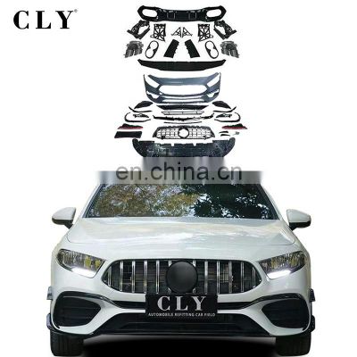 CLY Car bumpers For 2019-2021 Mercedes Benz W177 A Class Facelift 2021 A45 AMG Bodykit Diffuser with exhaust pipe