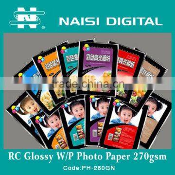 Resin coating glossy waterproof photo paper 270gsm