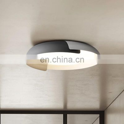 Minimalist Simple Modern Ceiling Lamp Wood Grain Iron Acrylic LED Ceiling Light for Bedroom Decorative