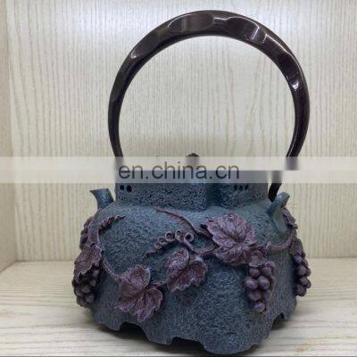 Turkish Turkey Cylinder Endangered Warmer Floral High Quality Camping Cast Iron Teapot With Strainer