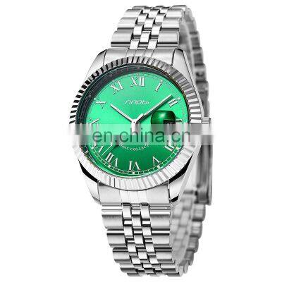 Sinobi Stainless Steel Band  S9862G Calendar Watch Water Proof Watch Quartz Men High Quality Green Dial Man Watch Luxury