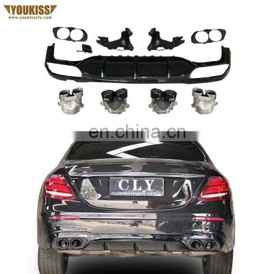 Rear Lip New Arrival Car Parts U kiss Rear Diffuser For Benz E Class W 213 Modified E 53 AMG Rear Lip Diffuser With Exhaust Pipe