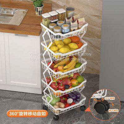 Floor Multi - Layer Movable Kitchen Shelf Vegetable Rack Toilet Storage Rack photo-3