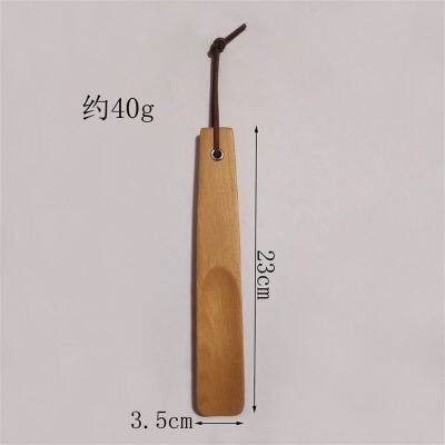 Eco-friendly Handle Beech Shoehorn Wood Customized Logo Hotel Homehold Reusable Shoe Lifter photo-4