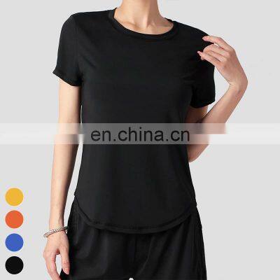 Wholesale Outdoor Tee Ice Silk Breathable Quick Dry Shirt Running Fitness T-shirt Short Sleeve Sports Tops Yoga T Shirts Women photo-3