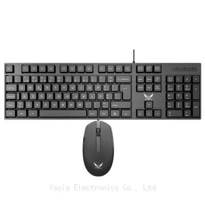 104 key Full-Size Wired Keyboard and Mouse Set Compact Layout with 1.5M Cable USB Connection