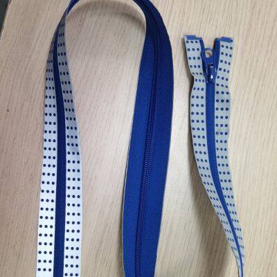customized 5# nylon zipper 25.5inches with printed dots logo
