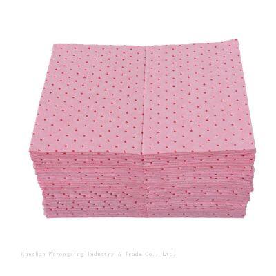 Pink Color Perforated Chemical Spill Absorbent Sheet Pads For Laboratory
