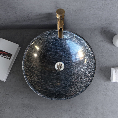 OEM Hot Selling Round Wash Hand Basin Marble Vanity Sink Natural Stone Sink Dining Room Granite Washroom Sink Washbasin