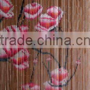 High quality best selling Bamboo Door Curtain with Pink Flowers in Viet Nam