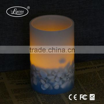 wholesale handmade LED candle light,flameless sitimulated LED paraffin wax candle with seashell