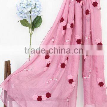 Wholesale Korean Fashion Women Colorful Flower Embroidered Scarves Quality Choice photo-4