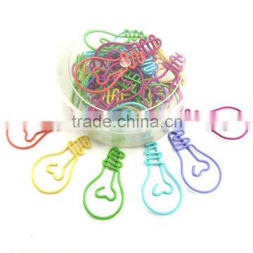 Eco-Friendly Factory Produced Promotional Gifts Light Bulb Shape paper clips In Plastic Box