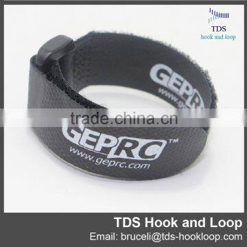 nylon black hook and loop buckle strap with printed logo