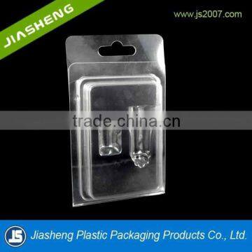 Transparent and cheap plastic double blsiter clamshell packaging with hanging function