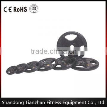 3 Holes Black Rubber Coated Olympic Plate Made in China