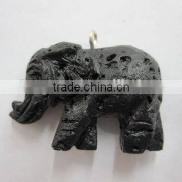 tektite carved elephant pendant