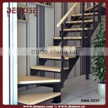 modern single stringer metal stairs with wood treads