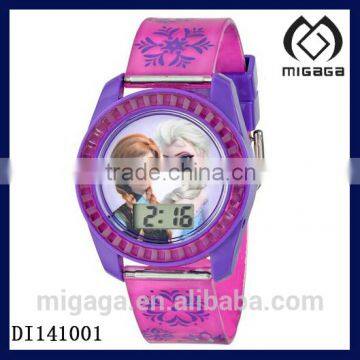 Kids' Fashion Frozen Anna and Elsa Digital Watch with Purple Snowflake Band