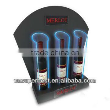 Black acrylic wine bottle display with LED