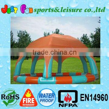 Inflatable pool with tent