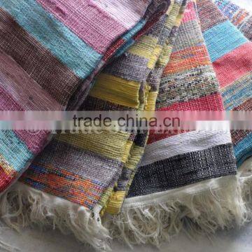 Hand Loomed Throw Rug Area Rugs Runner Oriental 4X6 Sari Rug Boho Dhurrie Carpet