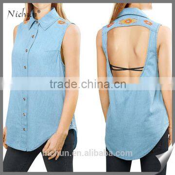 2016 fashion latest sexy denim tops