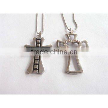 fashion zinc alloy unique cross pendant necklace