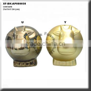 chrome plating ceramic cow money box