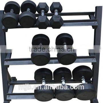 2015 Hot Sale Deluxe Whole Shaping Color PU Urethane Dumbbell With Stainless Steel Plating Knurled Handle photo-2
