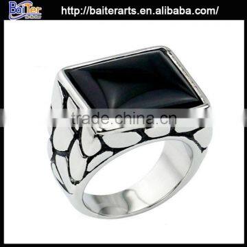 Popular Titanium Black Stone Ring, Antique Gemstone Ring With Black Stone photo-4