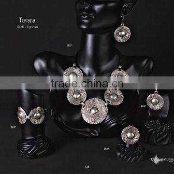 Ring Earring Bracelet Necklace Authentic Turkish Ottoman Jewelery Set