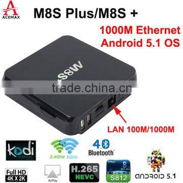 M8S+ TV Box with Gigabit Ethernet powered by Amlogic S812 has Dual Band Wi-Fi (2.4GHz/ 5.8GHz)