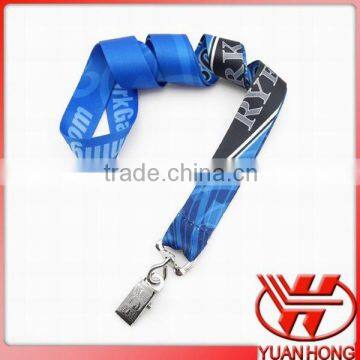 Cheap heat transfer flat lanyard with bull dog clip