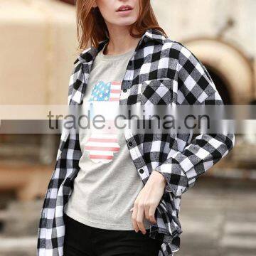Hot Selling Fashion Women Long Sleeve Custom Plaid Shirt Wholesale Plaid Shirts Women