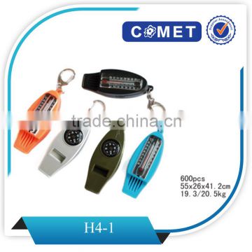 hot sale compass and thermometer key chain with whistle