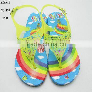 Sweet and lovely cartoon printing PCU ladies clip-toe sandals