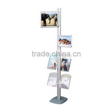 Poster display stand with brochure holder