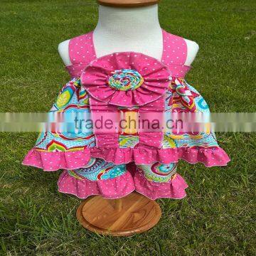 wholesale fashion summer vintage print cotton baby girl boutique clothing
