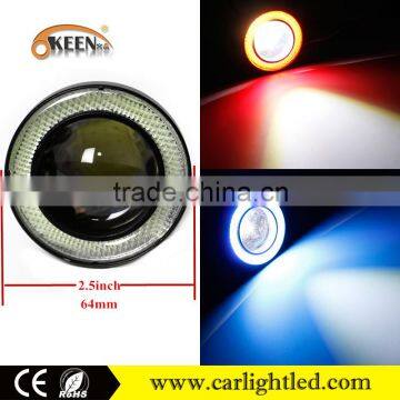 2.5 inch universal rgb led super lamp fog angel eyes lighting led projector lens with cob halo rings evil eyes