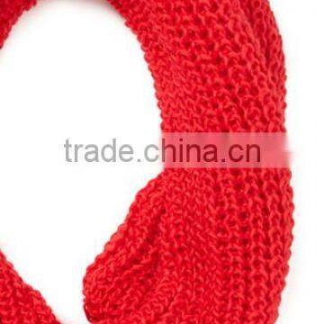 latest design red knit simple and fashion autumn & winter scarf for lady