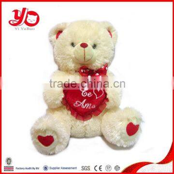 Handmade plush valentine teddy bear,plush teddy bear with love words on heart