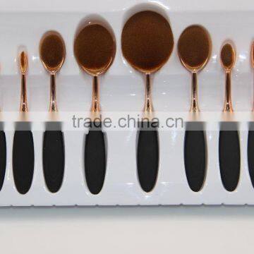 Luxury rose gold 10pcs professional custom logo oval makeup brushes manufacturer