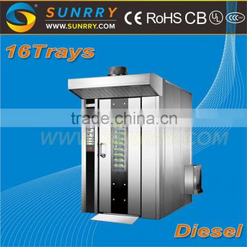 Bakery rotary diesel oven/rotary baking oven prices/bakery rotary rack ovens for sale for CE(SY-RV16C SUNRRY)