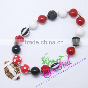 New Arrival High Quality Fashionable Kids Costume Jewelry Handmade Beads Rugby Necklace For Kids Jewelry