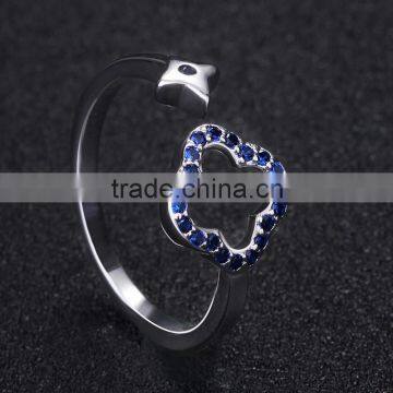 Synthetic Blue Gemstone Setting Latest Gold Plated Finger Ring Designs Open Ring for Women photo-3