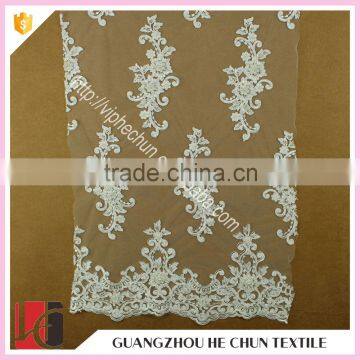 HC-5765-1 Hechun Latest Design Good Price Pearls Korea Bridal Lace Fabric