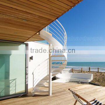 external used metal spiral staircase in white