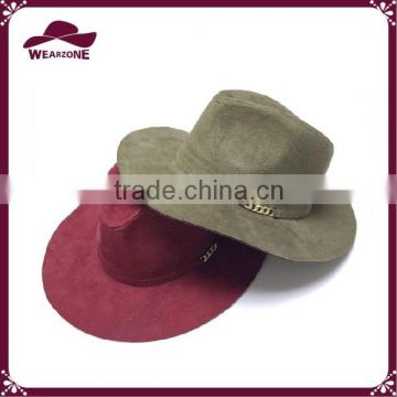 2016 hot selling faux suede panama hat with chain trim